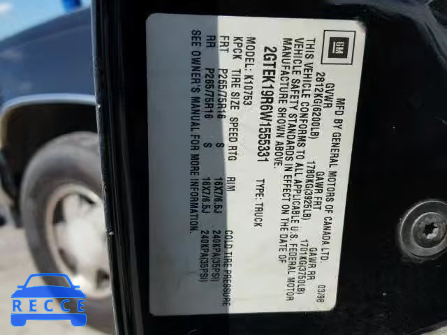 1998 GMC SIERRA 2GTEK19R6W1555331 image 9