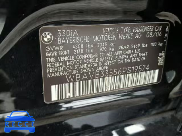 2006 BMW 330 WBAVB33556PS19574 image 9