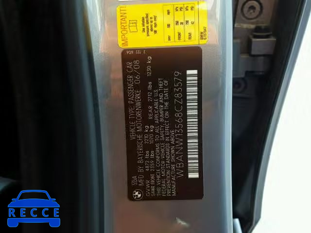 2008 BMW 535 WBANW13568CZ83579 зображення 9