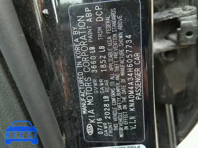2017 KIA RIO KNADM4A34H6057734 зображення 9