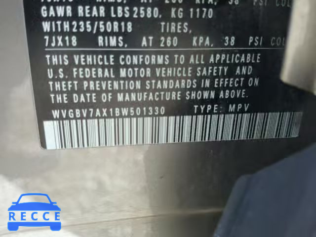 2011 VOLKSWAGEN TIGUAN WVGBV7AX1BW501330 image 9