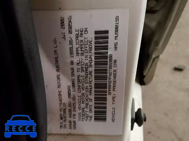 2002 MITSUBISHI DIAMANTE 6MMAP87PX2T022080 зображення 9