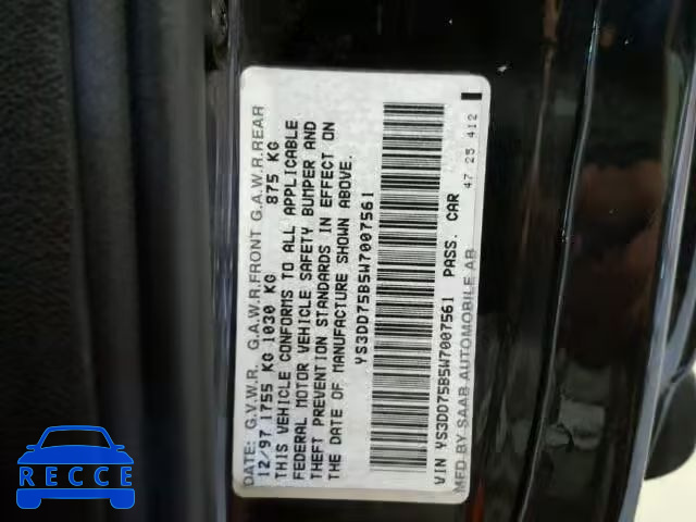1998 SAAB 900 YS3DD75B5W7007561 image 9