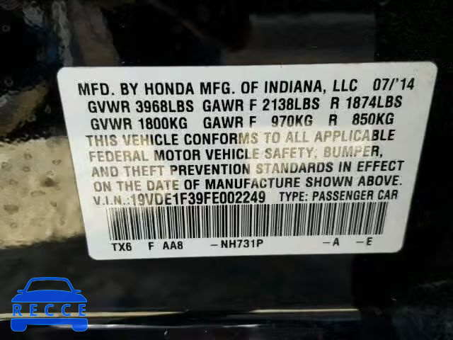 2015 ACURA ILX 19VDE1F39FE002249 image 9