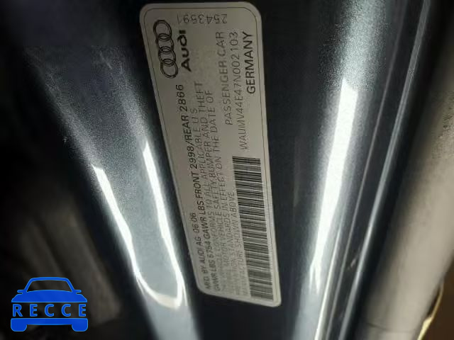 2007 AUDI A8 WAUMV44E47N002103 image 9