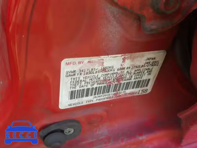 2001 MITSUBISHI MIRAGE JA3AY26C01U037035 image 9