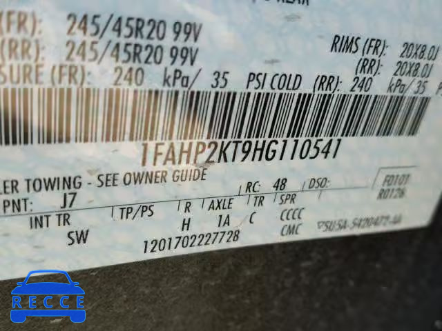 2017 FORD TAURUS 1FAHP2KT9HG110541 image 9