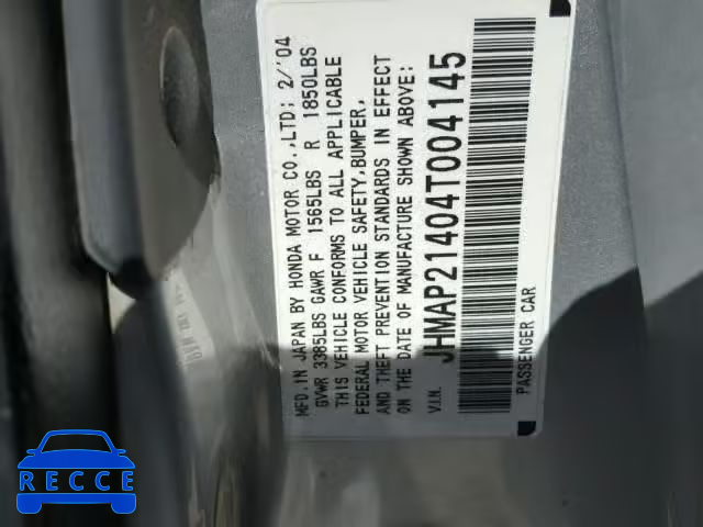 2004 HONDA S2000 JHMAP21404T004145 image 9