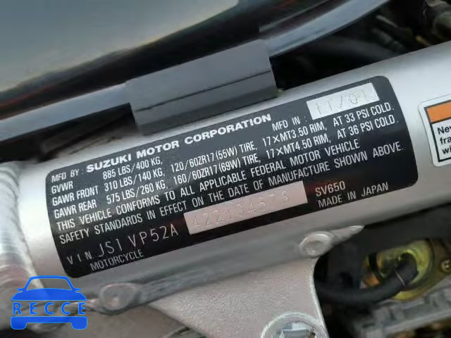 2002 SUZUKI SV650 JS1VP52A422104576 image 9