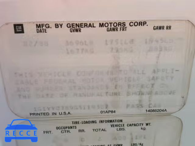 1986 CHEVROLET CORVETTE 1G1YY0789G5119307 Bild 9
