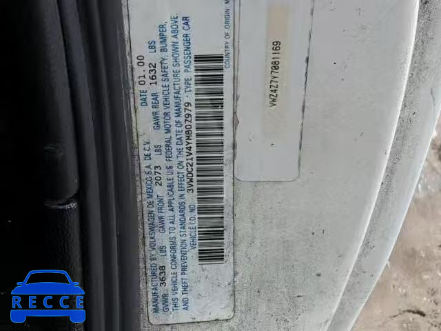 2000 VOLKSWAGEN CABRIO 3VWDC21V4YM807979 Bild 9