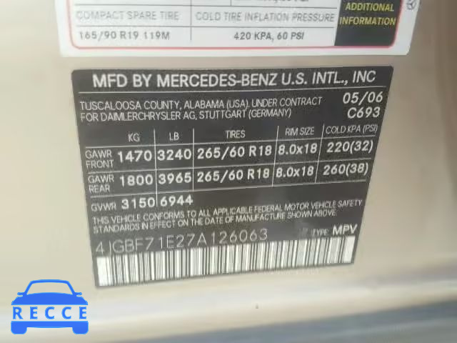 2007 MERCEDES-BENZ GL 4JGBF71E27A126063 зображення 9