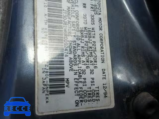 1994 TOYOTA LAND CRUIS JT3DJ81W6R0092474 image 9