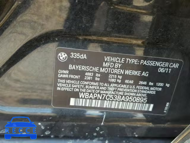 2011 BMW 335 WBAPN7C53BA950895 зображення 9