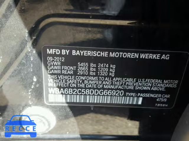 2013 BMW 650 WBA6B2C58DDG66920 image 9