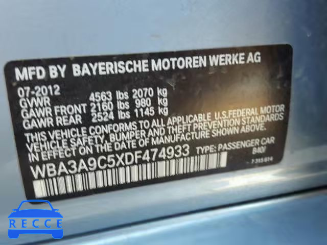 2013 BMW 335 WBA3A9C5XDF474933 Bild 9