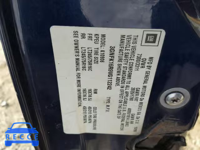1997 CHEVROLET SUBURBAN 3GNFK16R9VG112242 image 9