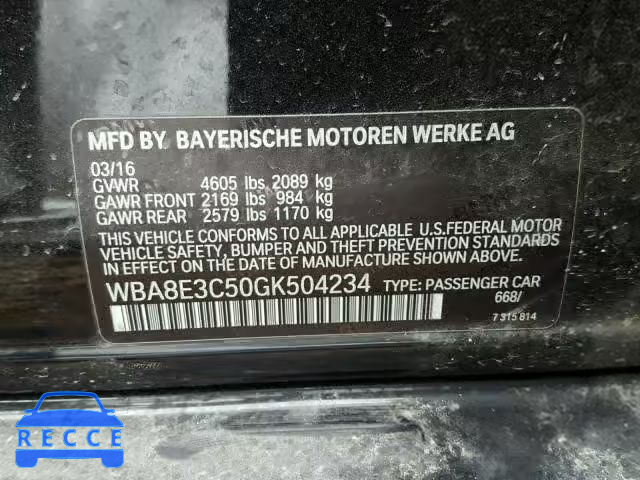 2016 BMW 328 WBA8E3C50GK504234 зображення 9