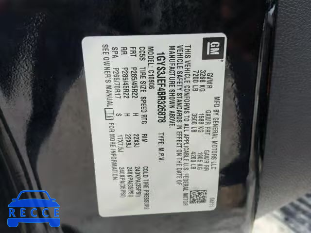 2011 CADILLAC ESCALADE 1GYS3JEF4BR326878 зображення 9