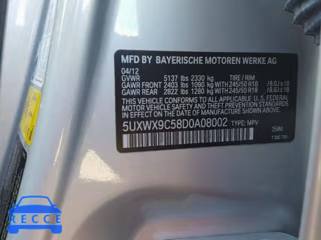 2013 BMW X3 5UXWX9C58D0A08002 зображення 9