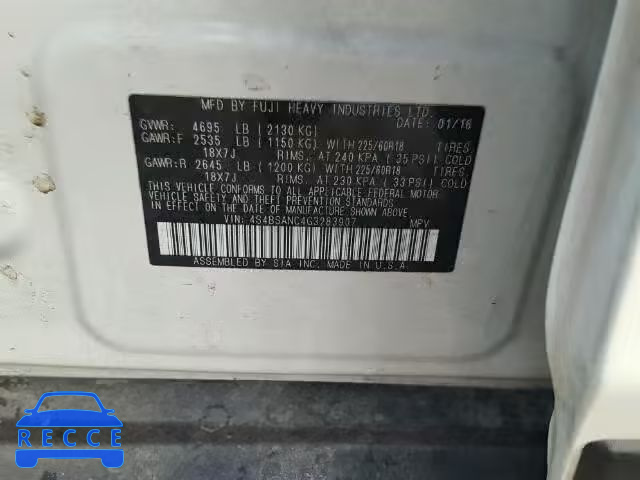 2016 SUBARU OUTBACK 4S4BSANC4G3283907 image 9