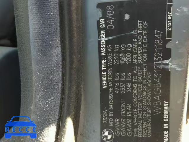 1988 BMW 735 WBAGB4312J3211847 image 9
