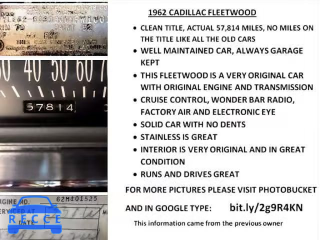 1962 CADILLAC FLEETWOOD 62M101525 зображення 10