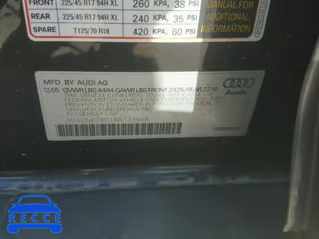 2006 AUDI A3 WAUNF78P16A123658 image 9