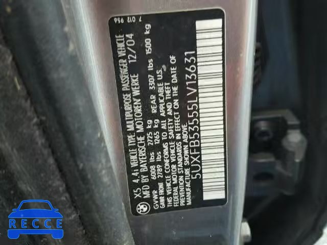 2005 BMW X5 5UXFB53555LV13631 image 9