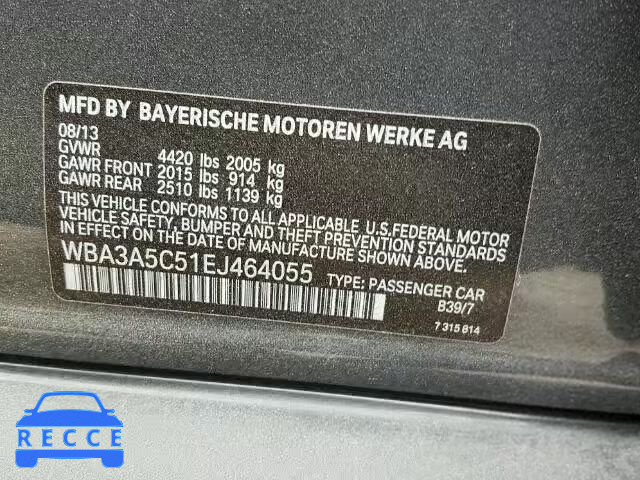 2014 BMW 328 WBA3A5C51EJ464055 зображення 9