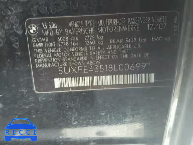 2008 BMW X5 5UXFE43518L006991 Bild 9