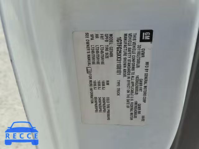 2003 GMC SAVANA 1GTFG25XX31108101 image 9