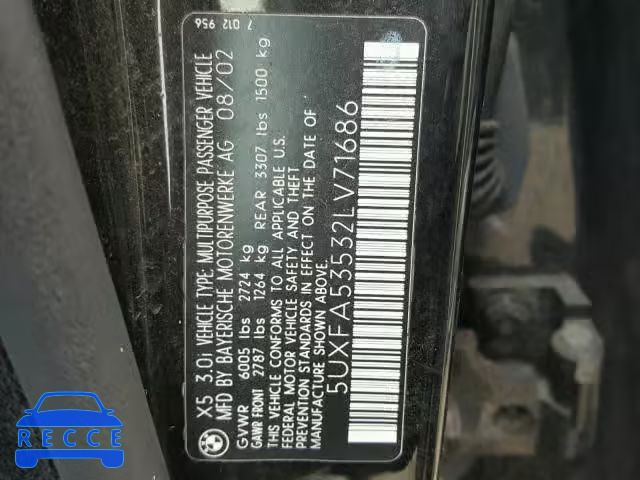 2002 BMW X5 5UXFA53532LV71686 зображення 9