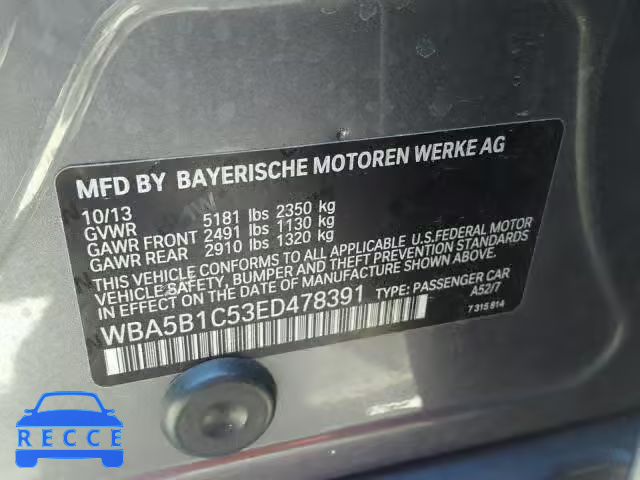 2014 BMW 535 WBA5B1C53ED478391 image 9