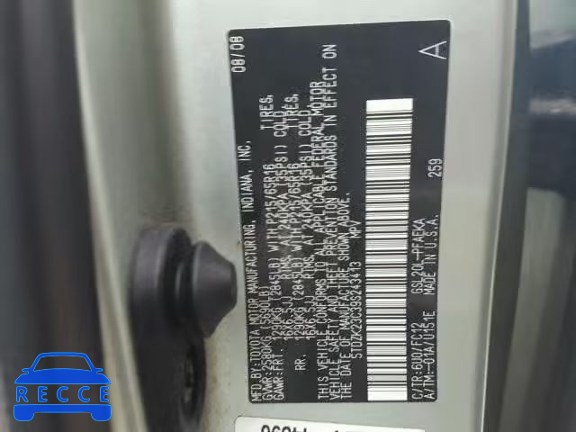 2009 TOYOTA SIENNA 5TDZK23C39S243413 image 9