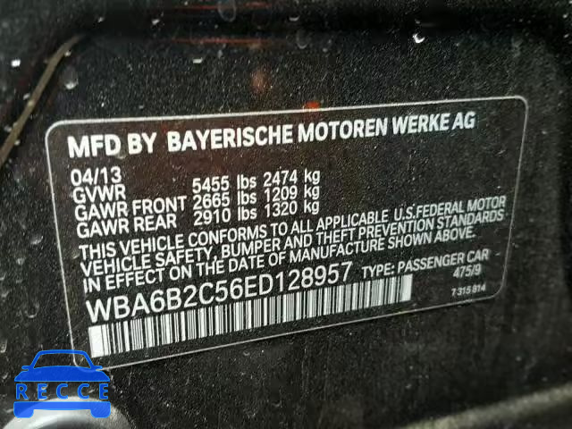 2014 BMW 650 WBA6B2C56ED128957 Bild 9
