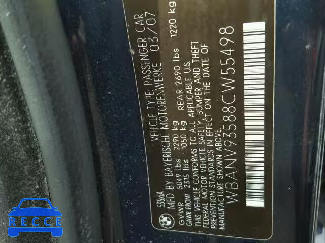 2008 BMW 535 WBANV93588CW55498 зображення 9