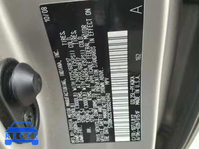 2009 TOYOTA SIENNA 5TDBK22C19S024940 image 9