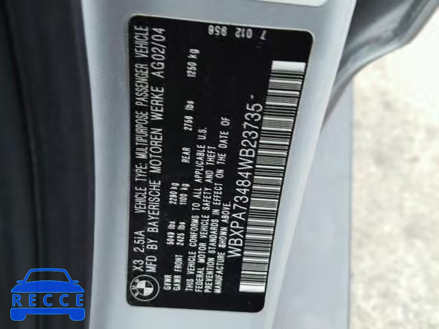 2004 BMW X3 WBXPA73484WB23735 image 9