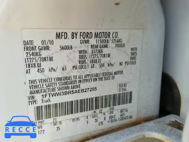 2010 FORD F350 1FTWW3BR5AEB27255 image 9