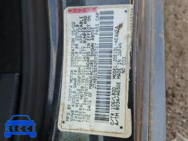 2002 LEXUS IS JTHBD192X20059727 image 9