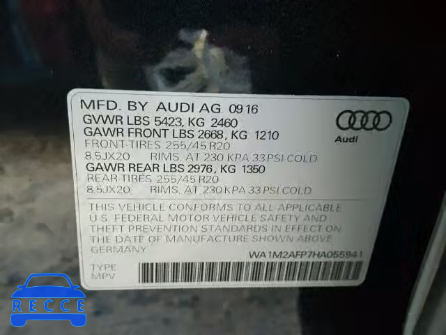 2017 AUDI Q5 WA1M2AFP7HA055941 image 9