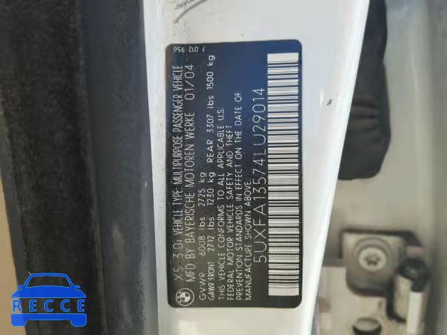 2004 BMW X5 5UXFA13574LU29014 image 9