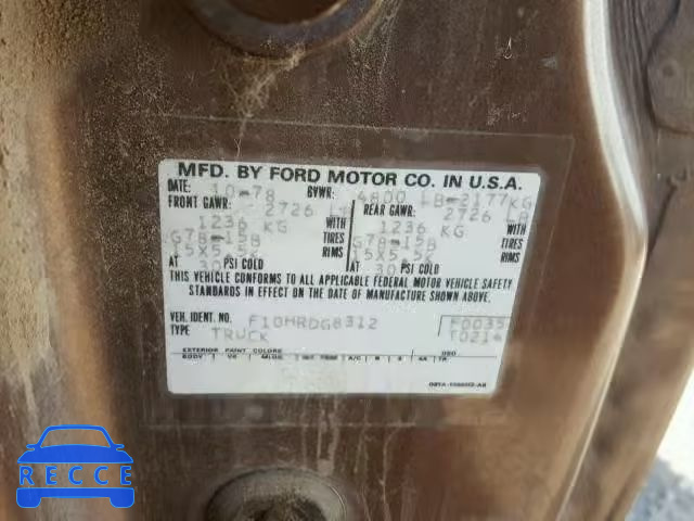 1978 FORD F100 F10HRDG8312 image 9