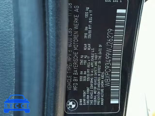 2009 BMW X3 WBXPC93499WJ26279 image 9