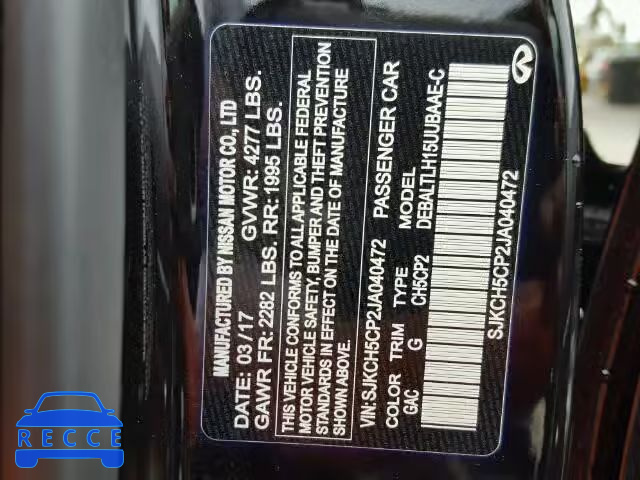 2018 INFINITI QX30 SJKCH5CP2JA040472 image 9