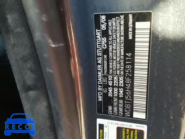 2008 MERCEDES-BENZ CLK WDBTJ56H48F258114 image 9