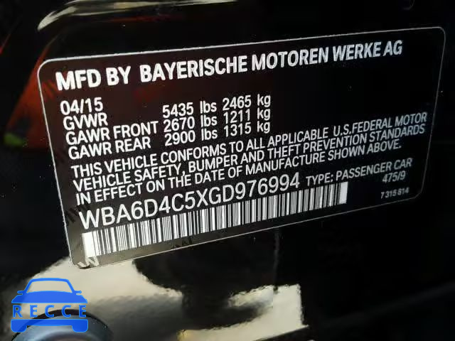 2016 BMW 650 WBA6D4C5XGD976994 Bild 9