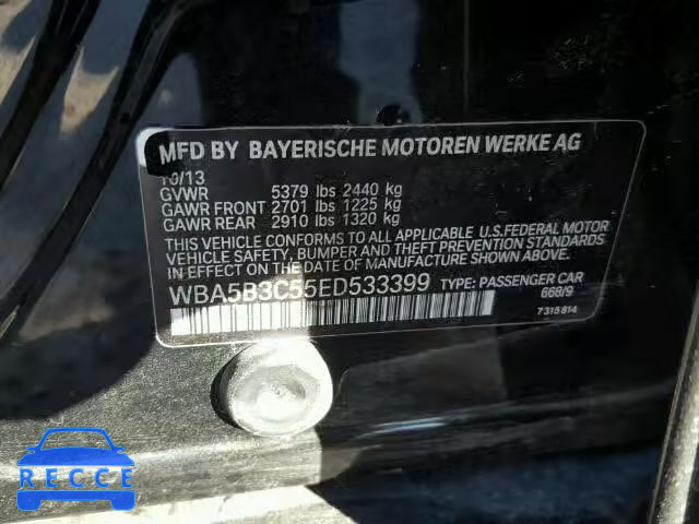 2014 BMW 535 WBA5B3C55ED533399 зображення 9