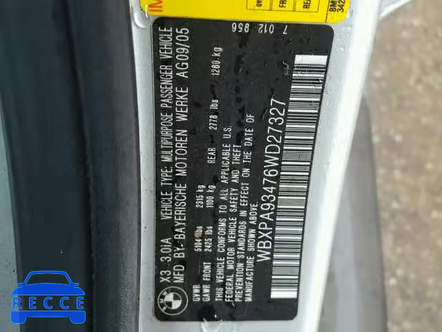 2006 BMW X3 WBXPA93476WD27327 image 9